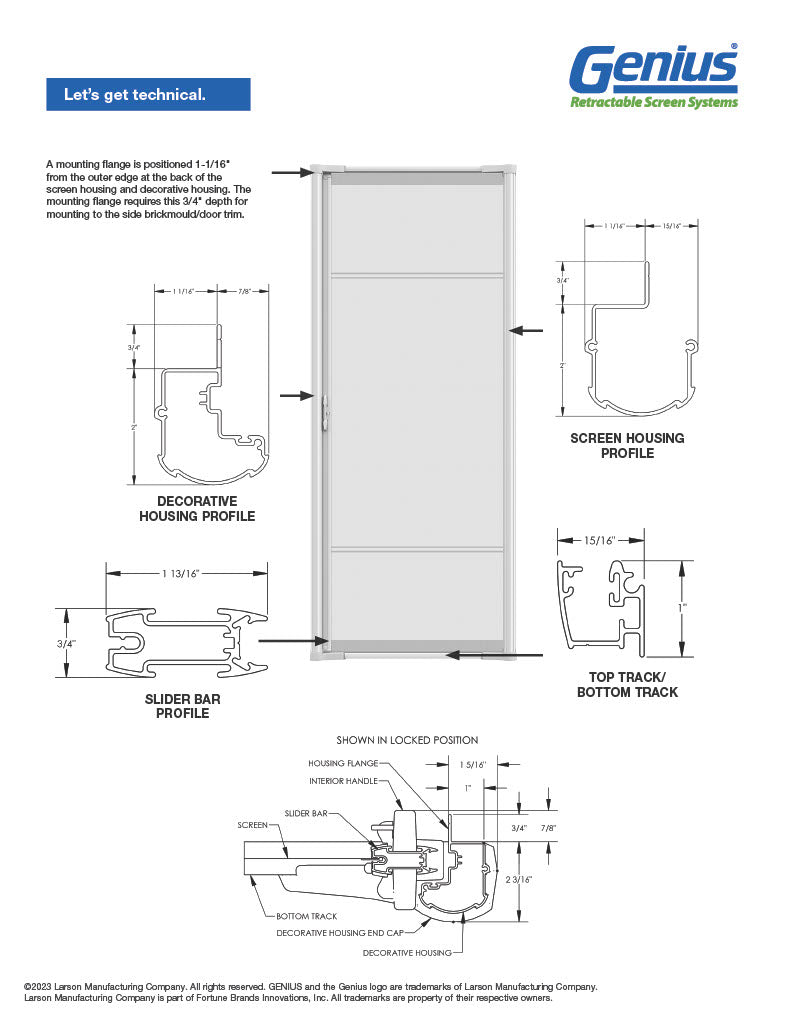COOL Series 7801 Retractable Screen Door for Single Door Opening (32” - 36” Wide)