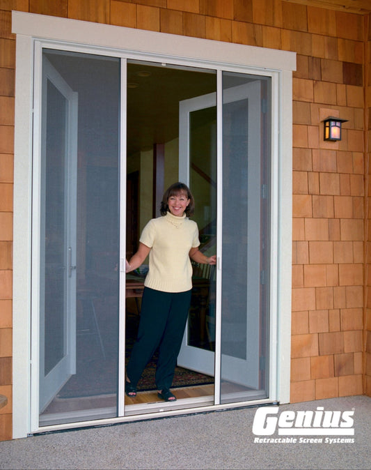 Genius MILANO Series 200 Custom Retractable Screen Door for Double/French Doors (24-108"W, 26-84"H)
