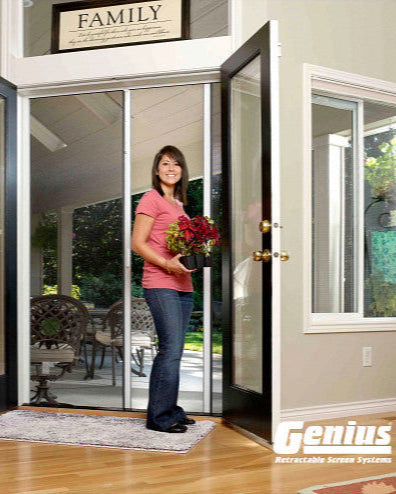 Genius MILANO Series 200 Standard Retractable Screen Door for Double/French Doors (72"W x 84"H)