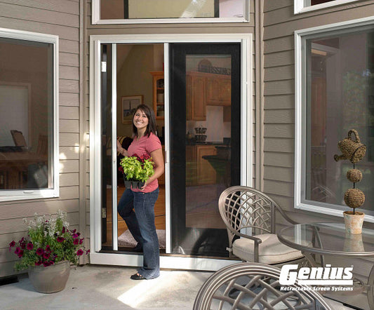 Genius MILANO Series 200 Custom Retractable Screen Door for Double/French Doors (24-108"W, 26-84"H)