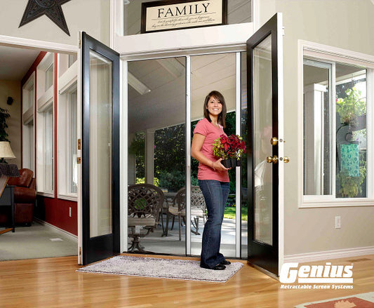 Genius MILANO Series 200 Standard Retractable Screen Door for Double/French Doors (72"W x 84"H)