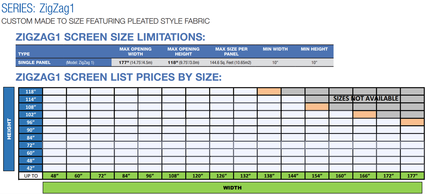 Genius Zig Zag 1 Single-Panel Retractable Screen (48-177"W x 42-118"H) SUBMIT MEASUREMENTS FOR PRICING